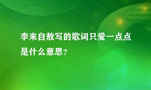 李来自敖写的歌词只爱一点点是什么意思？
