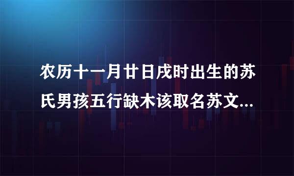 农历十一月廿日戌时出生的苏氏男孩五行缺木该取名苏文( )来自?
