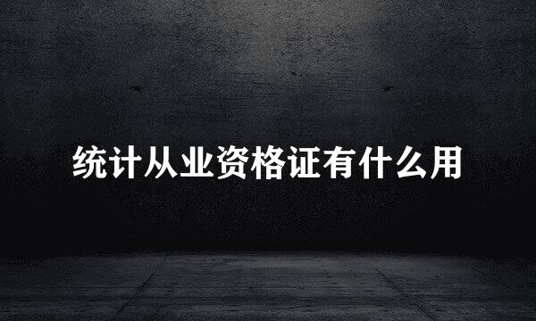 统计从业资格证有什么用