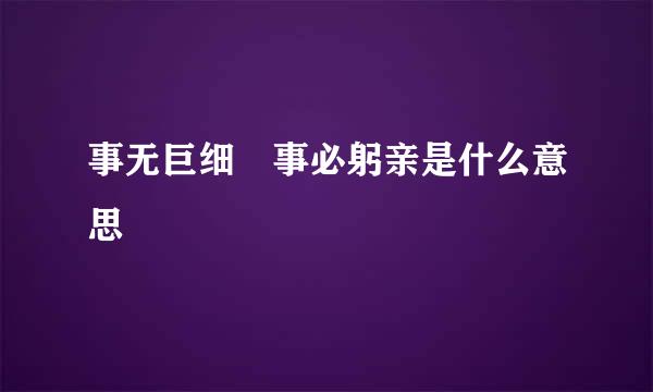 事无巨细 事必躬亲是什么意思