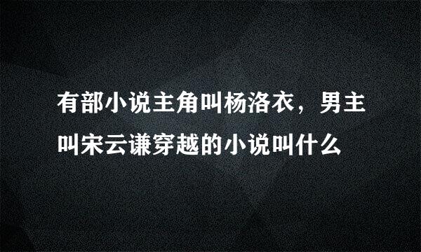 有部小说主角叫杨洛衣，男主叫宋云谦穿越的小说叫什么