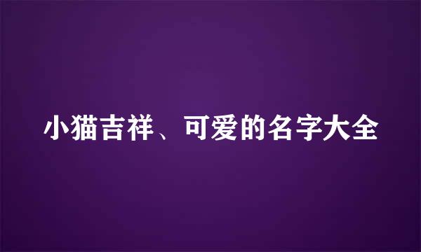 小猫吉祥、可爱的名字大全