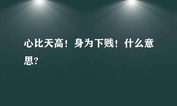 心比天高！身为下贱！什么意思?