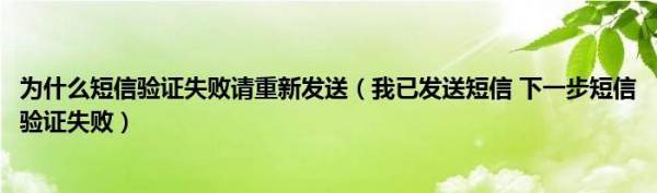 为什么短信验证失败请重新发送（我已发送短信 下一步短信验证失败）