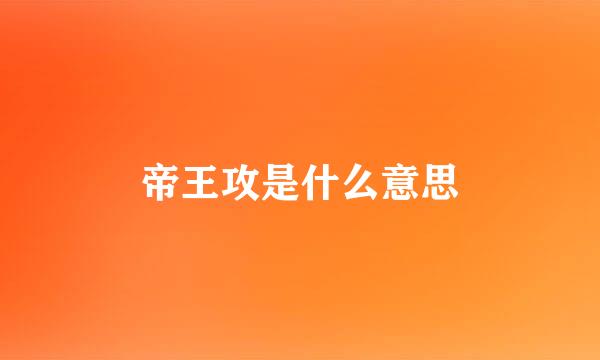 帝王攻是什么意思