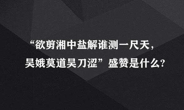 “欲剪湘中盐解谁测一尺天，吴娥莫道吴刀涩”盛赞是什么?