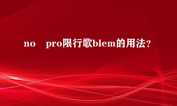 no pro限行歌blem的用法？