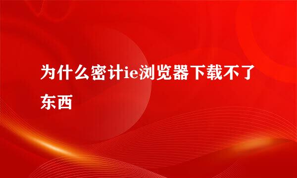 为什么密计ie浏览器下载不了东西
