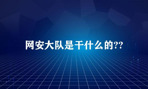 网安大队是干什么的??