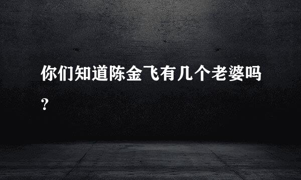 你们知道陈金飞有几个老婆吗？