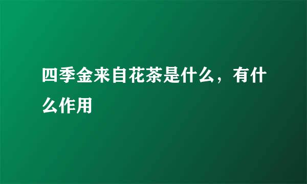 四季金来自花茶是什么，有什么作用