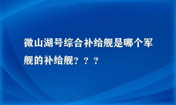微山湖号综合补给舰是哪个军舰的补给舰？？？
