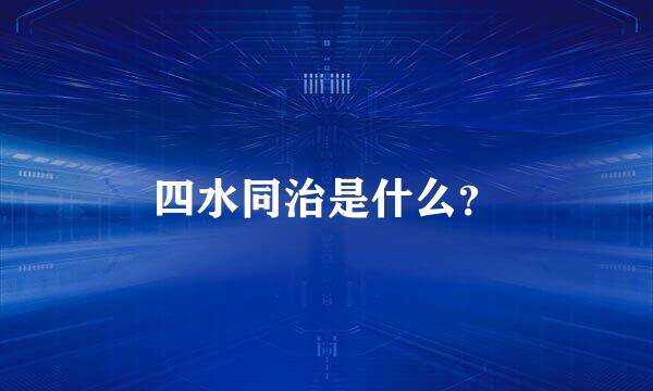 四水同治是什么？
