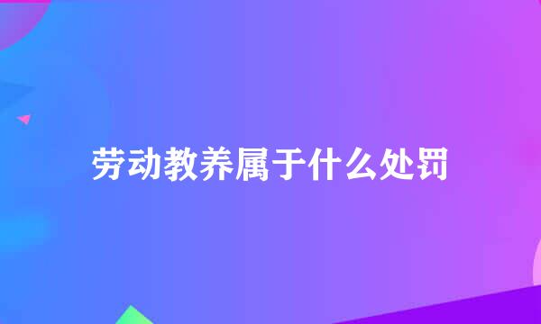劳动教养属于什么处罚