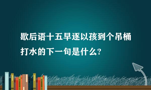 歇后语十五早逐以孩到个吊桶打水的下一句是什么?