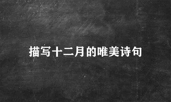 描写十二月的唯美诗句