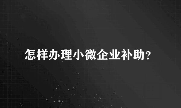 怎样办理小微企业补助？