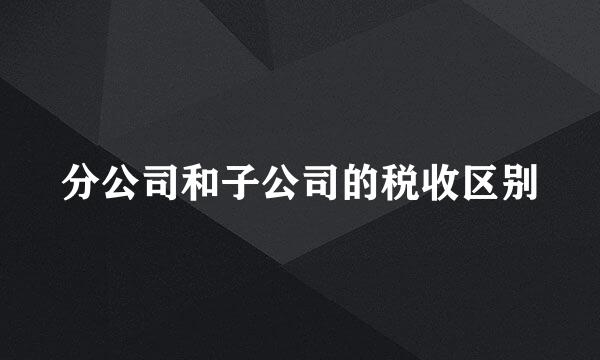 分公司和子公司的税收区别