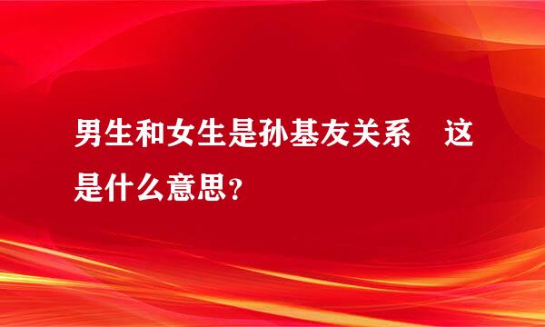 男生和女生是孙基友关系 这是什么意思？