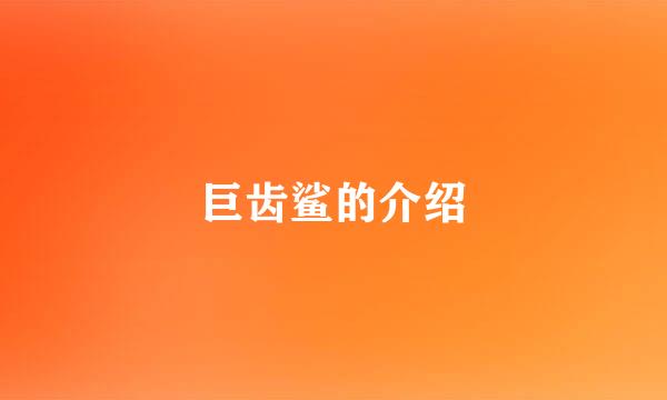 巨齿鲨的介绍