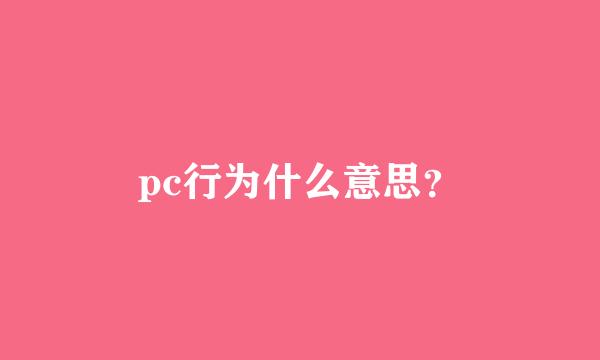 pc行为什么意思？