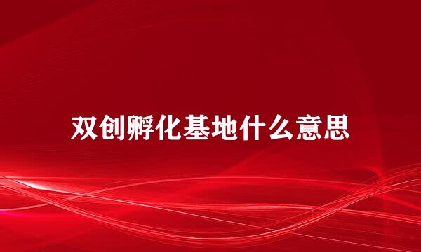 双创孵化基地什么意思