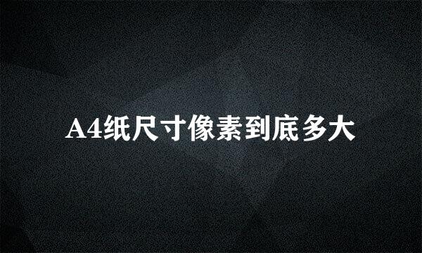A4纸尺寸像素到底多大