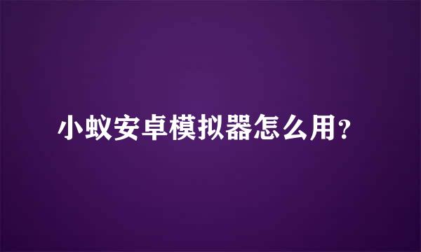 小蚁安卓模拟器怎么用？