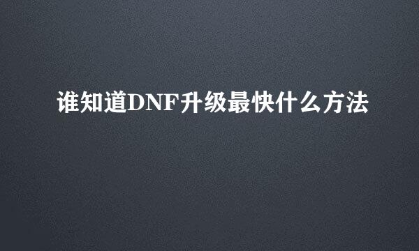 谁知道DNF升级最快什么方法