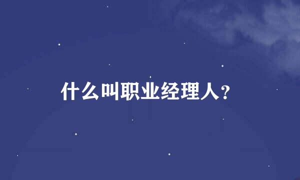 什么叫职业经理人？