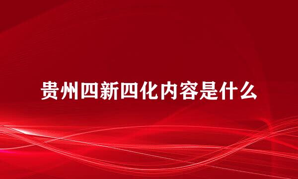 贵州四新四化内容是什么