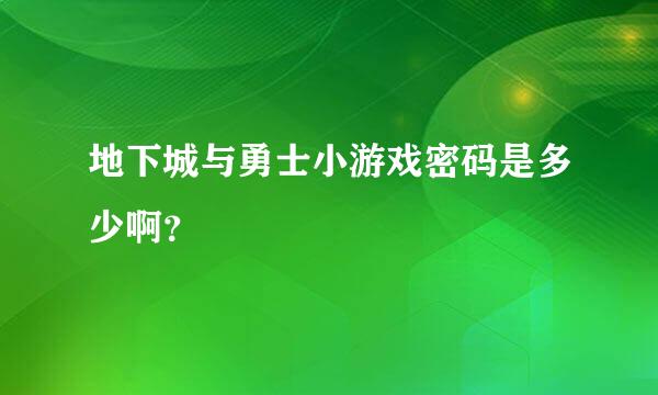 地下城与勇士小游戏密码是多少啊？