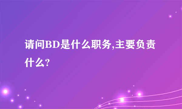 请问BD是什么职务,主要负责什么?