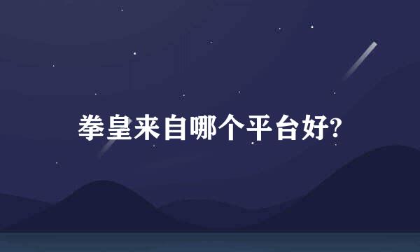 拳皇来自哪个平台好?