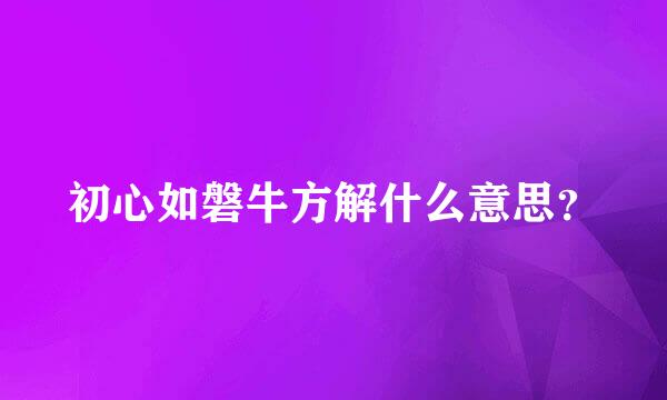 初心如磐牛方解什么意思？