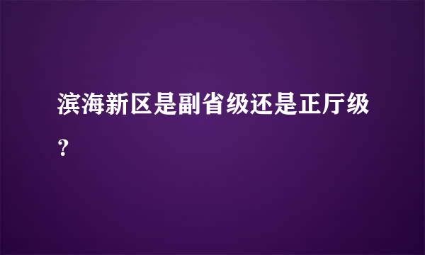 滨海新区是副省级还是正厅级？