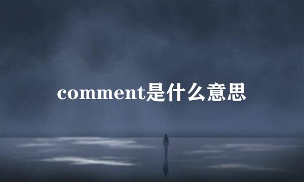 comment是什么意思