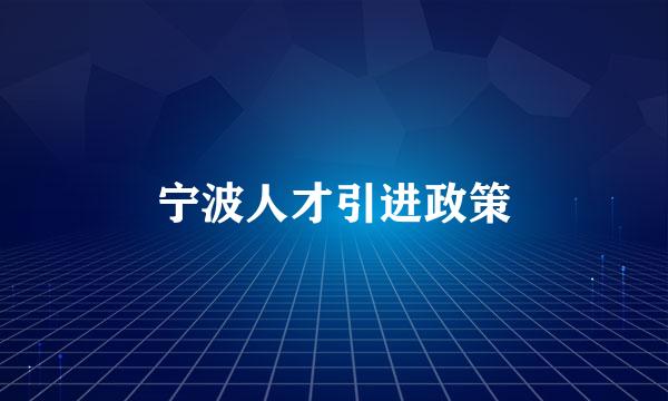 宁波人才引进政策