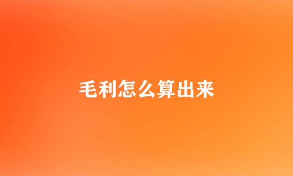 毛利怎么算出来