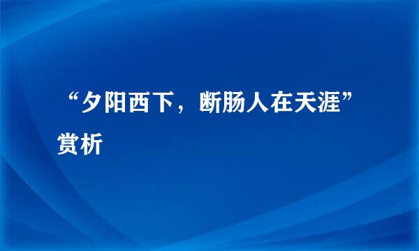 “夕阳西下，断肠人在天涯”赏析
