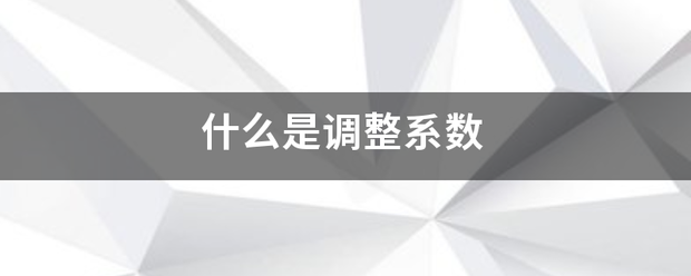 什么是调整系数