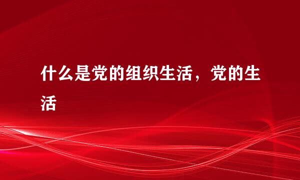 什么是党的组织生活，党的生活