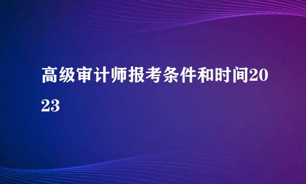 高级审计师报考条件和时间2023