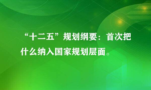 “十二五”规划纲要：首次把什么纳入国家规划层面。