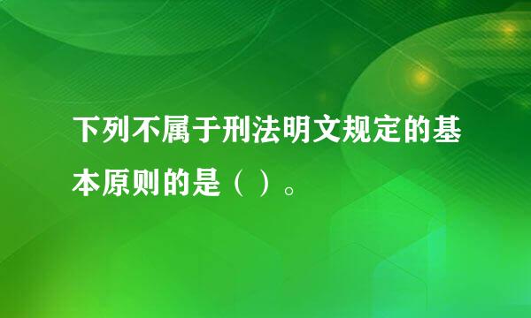 下列不属于刑法明文规定的基本原则的是（）。