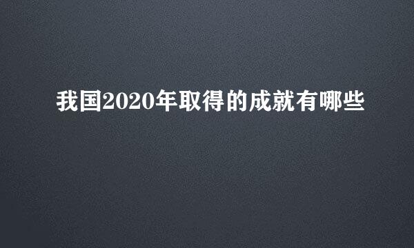 我国2020年取得的成就有哪些