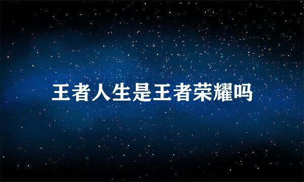 王者人生是王者荣耀吗