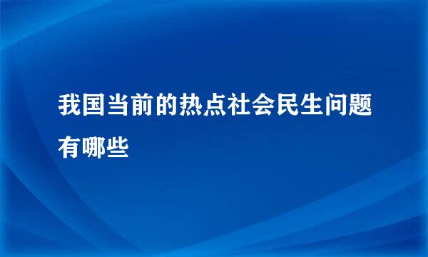 我国当前的热点社会民生问题有哪些