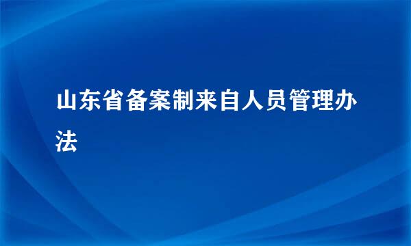 山东省备案制来自人员管理办法