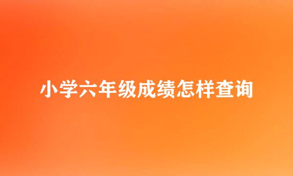 小学六年级成绩怎样查询